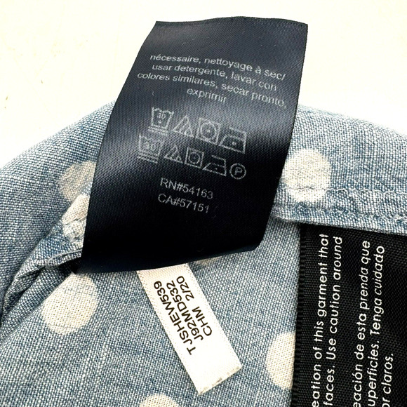 TOMMY HILFIGER Womens Small Blue Jean Denim White Polka Dot Button Up Vest Shirt - Picture 6 of 8